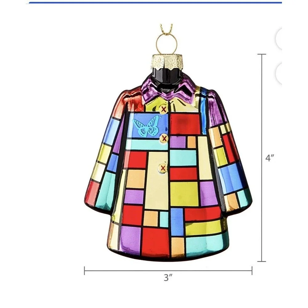 Dolly Parton ornament Patch Coat Many Colors Patchwork Christmas Glass Ruz New
